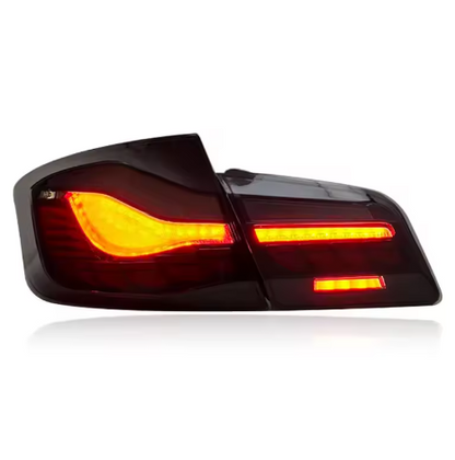 Vekto Dragon Scale LED tail lights for BMW 5 Series F10/F18 2011-2017, showing sleek, detailed taillight design.