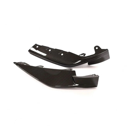 Carbon fiber front bumper splitter for BMW G80 M3 and G82 M4 by K2 Industries, designed to enhance aerodynamics and style.