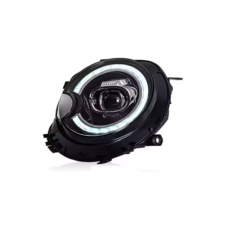 Vekto LED headlights assembly for BMW MINI R55 R56 R57 (2007–2013) showing the front view with bright LED bulbs and clear lens.