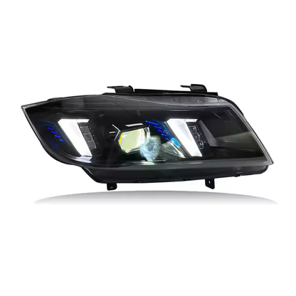 Vekto Snake Eyes LED headlights for BMW E90 2005-2012, close-up of sleek headlight design with LED elements.