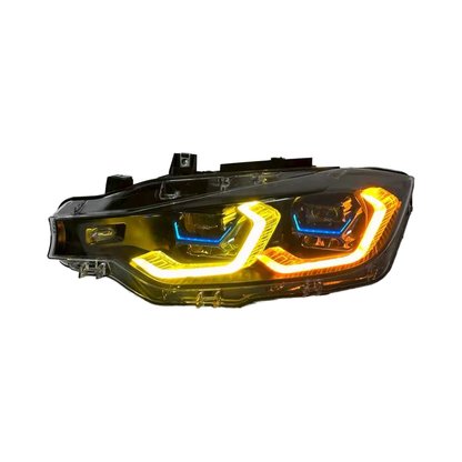 Vekto G22 Style dual-color LED headlights for BMW F30/F31/F35 2013-2018, showing the headlights with bright LED lighting.