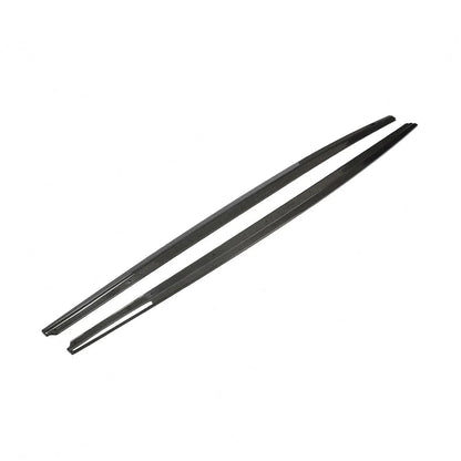Carbon fiber side skirts for BMW F10 M5 and M Sport, K2 Industries performance side extensions, shown on vehicle side profile.