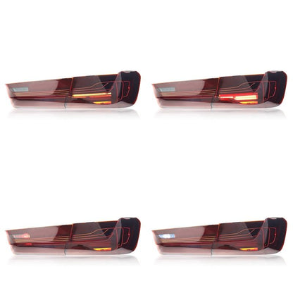 Vekto CSL style LED tail lights installed on a BMW G20 3 Series and G28 2019-2024, showcasing modern red and clear lens design.