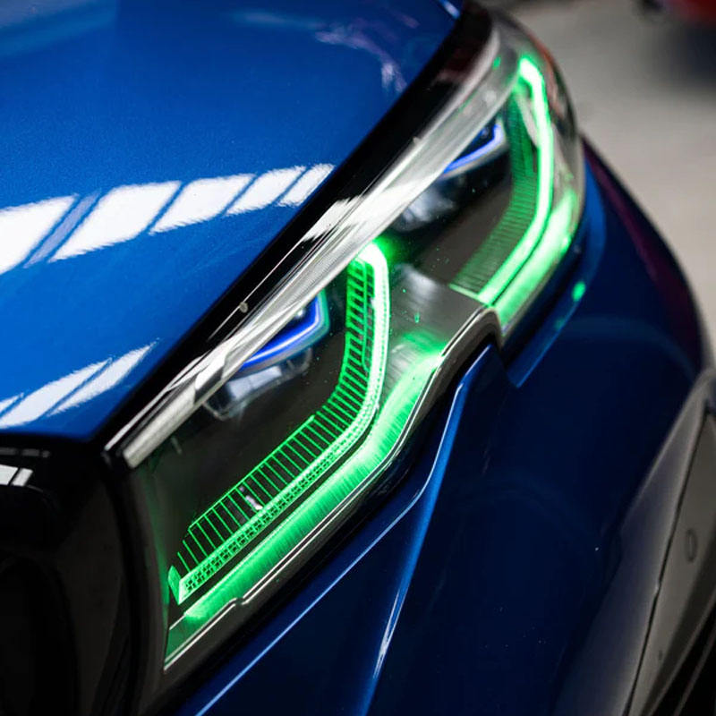 Vekto RGB LED DRL headlight module set for BMW G20 G21 G28 3 Series Laser models, 2018-2022, showcasing vibrant LED lights.
