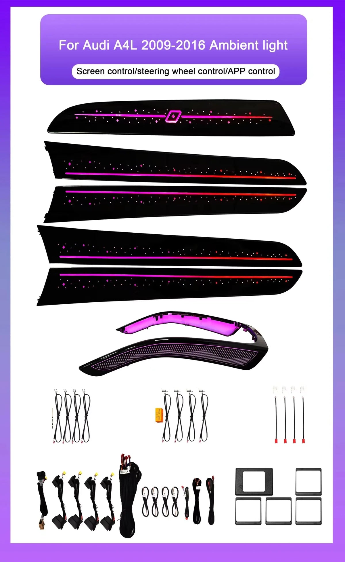 Audi A4 / A4L B8 / A5 / Q5 Interior 64-Color Star Sky Dynamic LED Ambient Light Kit 2009 - 2017 - AudiGear.com - Interior Lighting