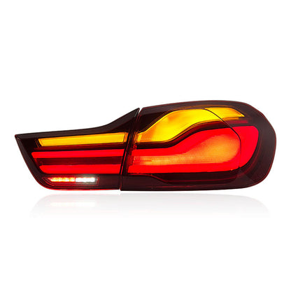 Vekto LED tail lights for BMW 4 Series F32/F82 2014-2020, showing sleek taillight design with illuminated red and clear sections.