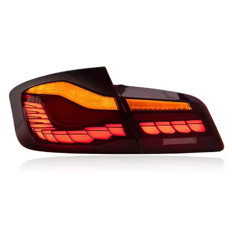 Vekto Dragon Scale LED tail lights for BMW 5 Series F10/F18 2011-2017, showcasing sleek taillight design with dragon scale pattern.