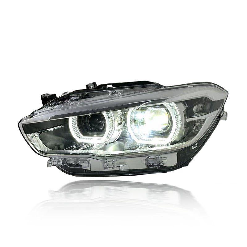 Vekto dual color LED headlight assembly for BMW 1 Series F20 (2015–2018), showing the sleek LED headlamp with dual color design.