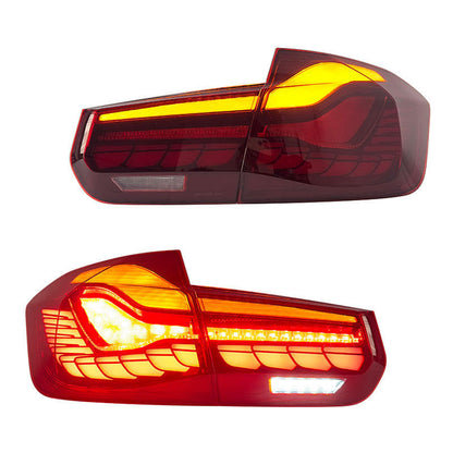 Vekto OLED GTS style LED tail lights for BMW 3 Series F30/F35 and M3 F80, showcasing sleek taillight design with LED accents.