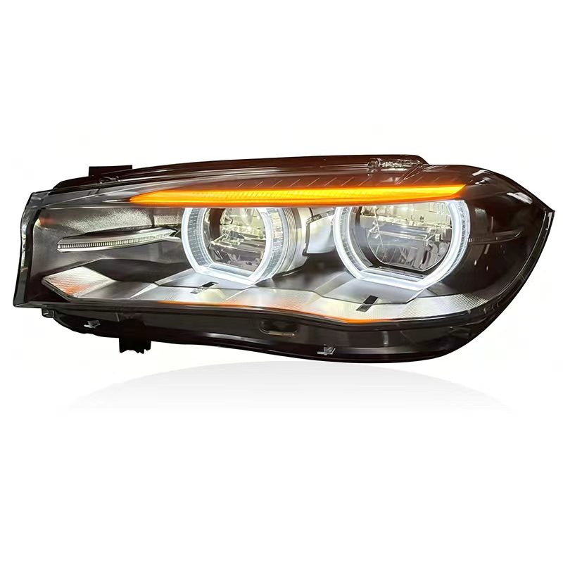 Vekto V2 Dual DRL LED headlights assembly for BMW X5 F15 (2014–2018), showing the sleek headlight design with LED DRL strips.