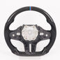 Vekto M Sport real carbon fiber LED steering wheel for BMW G20 G21 G22 G26 G28 G29 G80 G82 G83, close-up of sleek carbon fiber design