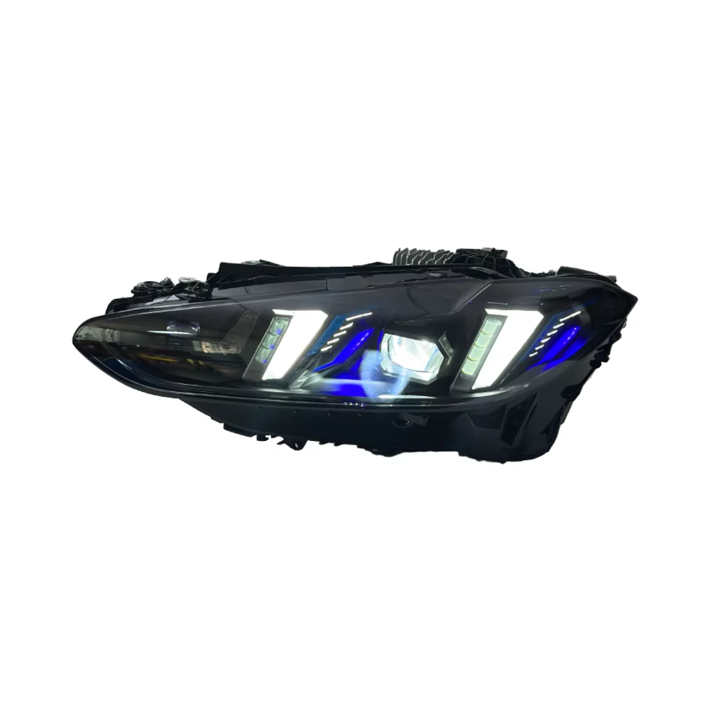 Vekto triple-color snake eyes LED headlights for BMW G22 G82 2021-2025, showing sleek headlight design with colorful LED accents.