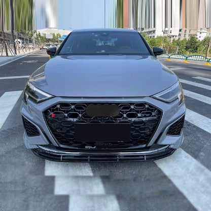 RS3 Style Honeycomb Grille fits A3 S3 2020-2024 Gloss Black and Chrome