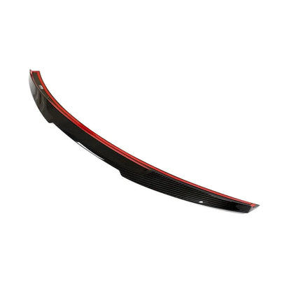 K2 Industries dry carbon fiber M Design rear wing spoiler for BMW G22 4 Series and G82 M4 Coupe, showcasing sleek aerodynamic design