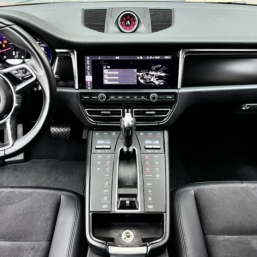 Porsche Macan 2014-2021 center console panel by Carlinklife®, showing the dashboard and interior components.
