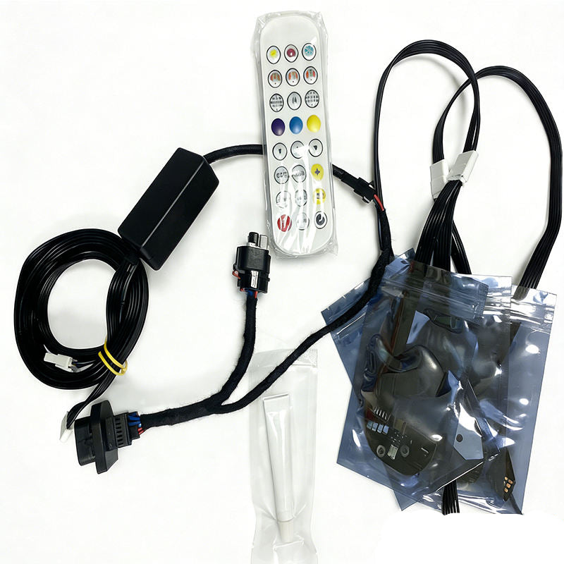 Vekto RGB LED DRL headlight module kit for BMW G80 M3, G82 M4, G22 G23 G26 4 Series 2021-2023, installed in car headlights