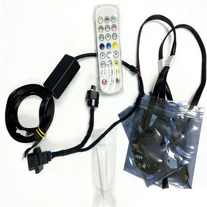 Vekto RGB LED DRL headlight module kit for BMW G80 M3, G82 M4, G22 G23 G26 4 Series 2021-2023, installed in car headlights
