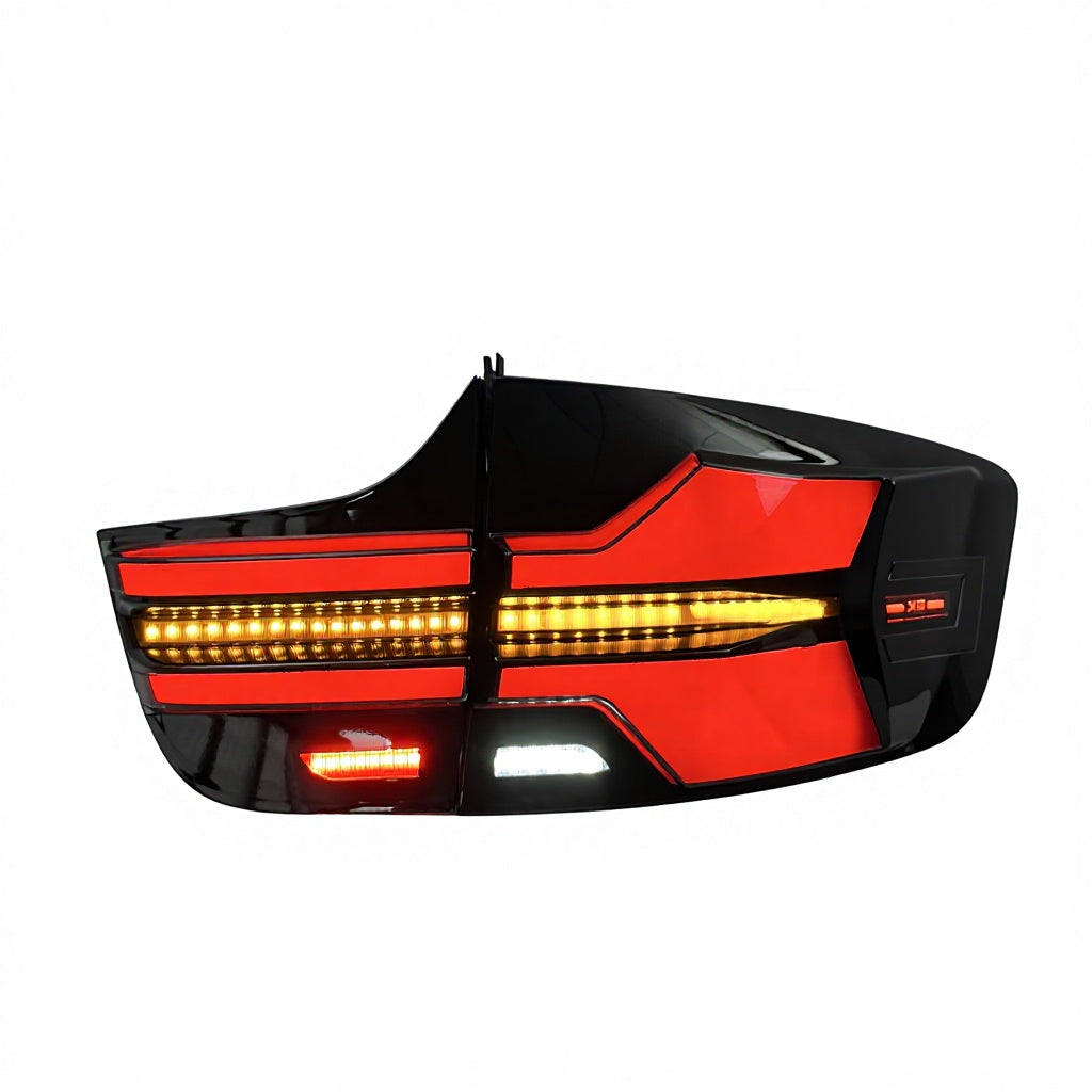 Vekto LED taillights for BMW X6 E71 2008-2014, showing the red and clear rear tail light assembly with illuminated sections.