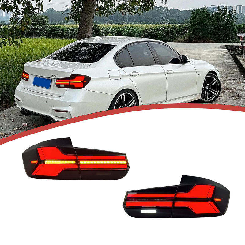 Vekto LED tail lights for BMW F30 F35 3 Series 2013-2019, showing sleek red and clear lens design for rear visibility.