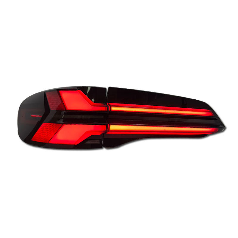 Vekto clear LED tail lights for BMW X5 G05 2019-2023, showing sleek design and bright illumination in a close-up view.
