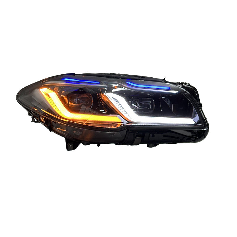 Vekto dual color LED headlights assembly for BMW 5 Series F10/F18, showcasing the sleek, modern headlight design with dual color LEDs.