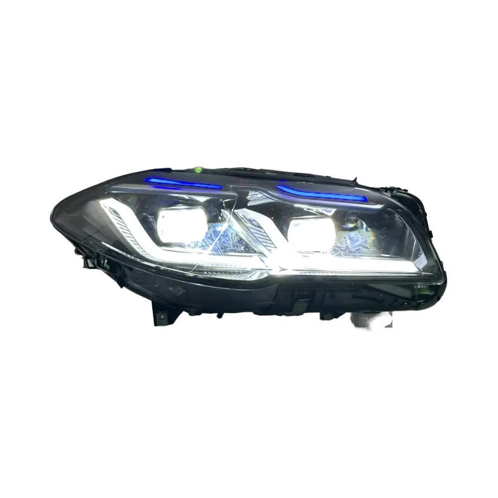 Vekto dual-color LED headlights for BMW 5 Series F10/F18 2011-2017, showing the sleek design and dual-color LED lighting.