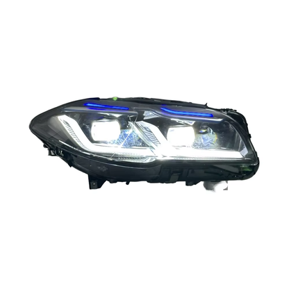 Vekto dual-color LED headlights for BMW 5 Series F10/F18 2011-2017, showing the sleek design and dual-color LED lighting.