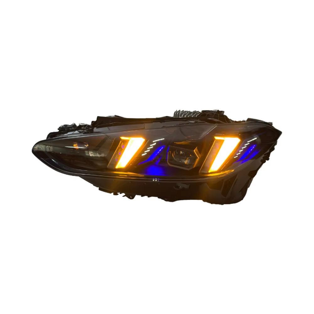 Vekto triple-color snake eyes LED headlights for BMW G22 G82 2021-2025, with sleek design and vibrant lighting effects.