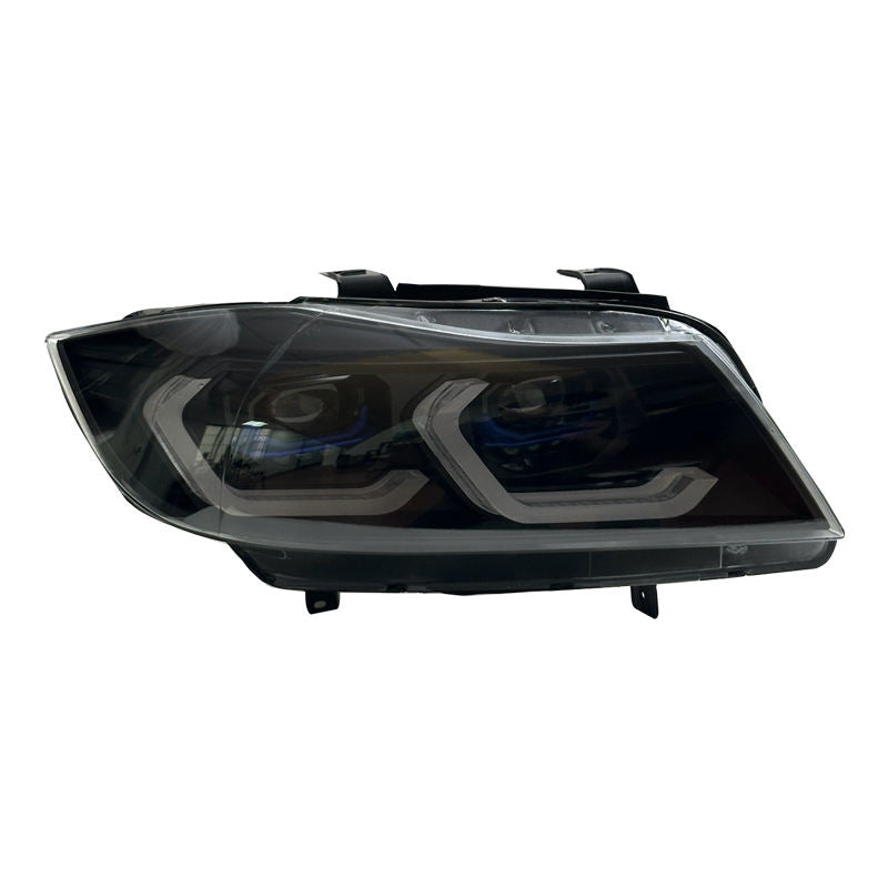 Vekto IKON dual-color laser LED headlights for BMW E90 3 Series, showcasing sleek design and advanced lighting technology.