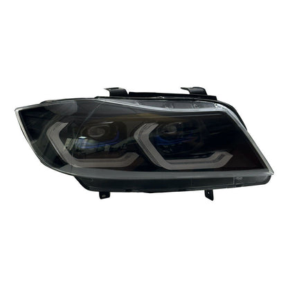 Vekto IKON dual-color laser LED headlights for BMW E90 3 Series, showcasing sleek design and advanced lighting technology.