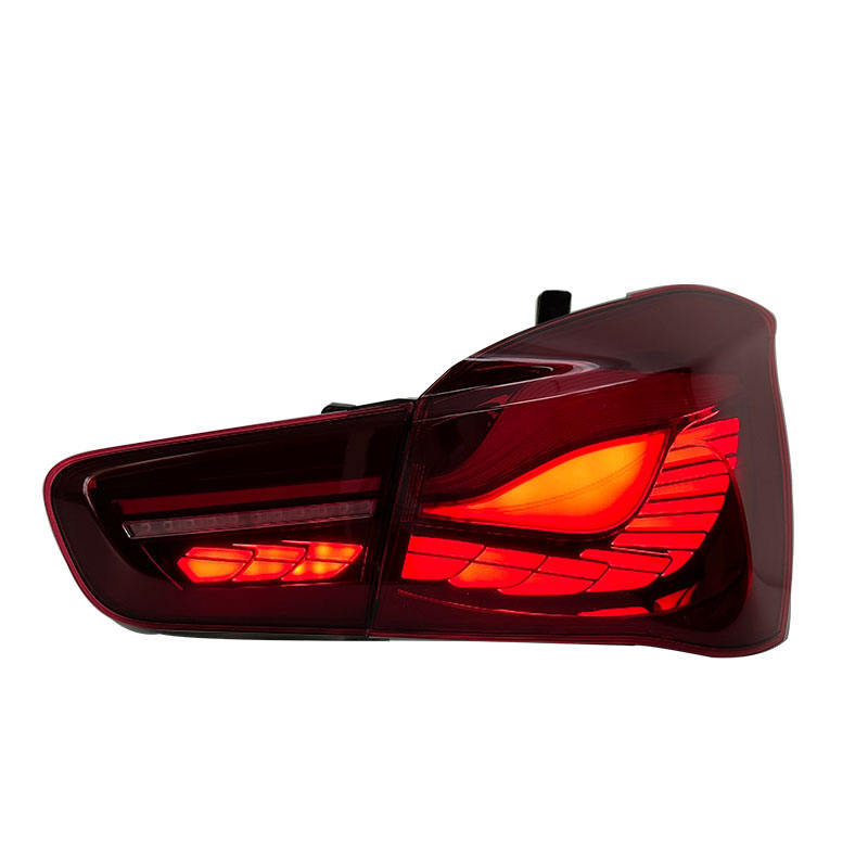 BMW 1 Series F20 F21 Dragon Scale Style LED taillights by Vekto, showing sleek red and clear lens design for 2015-2018 models.