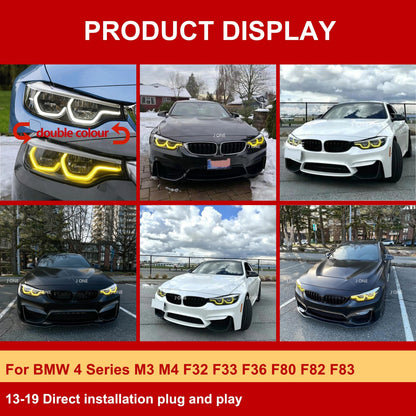 Vekto dual-color CSL LED DRL modules for BMW F32, F33, F36, F80, F82, F83 headlights, 2014-2020 model year.