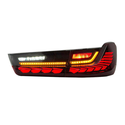 Vekto BMW 3 Series G81 and M3/M4 GTS style dragon scale LED tail lights, showcasing sleek taillight design with vibrant illumination.