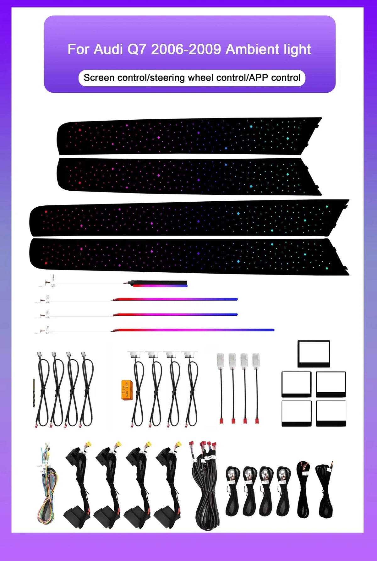 Audi Q7 Interior 64-Color Symphony LED Ambient Light Kit 2006 - 2015 - AudiGear.com - Interior Lighting