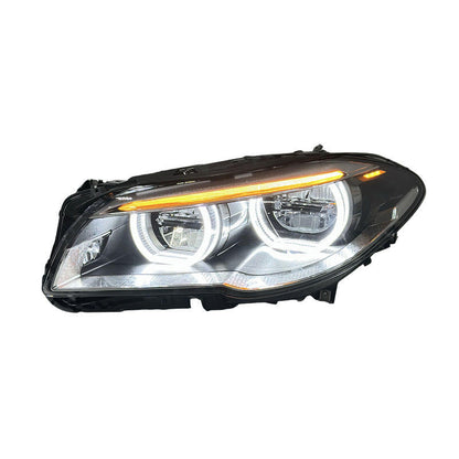 Vekto dual color angel eyes LED headlights assembly for BMW 5 Series F10 F18 2011-2017, showing front view of headlights.
