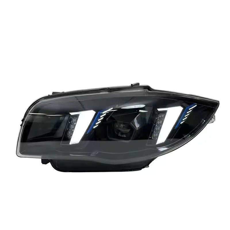 Vekto dual color LED headlights for BMW 1 Series E87 2004-2011, showing the sleek headlight design with dual color LED illumination.