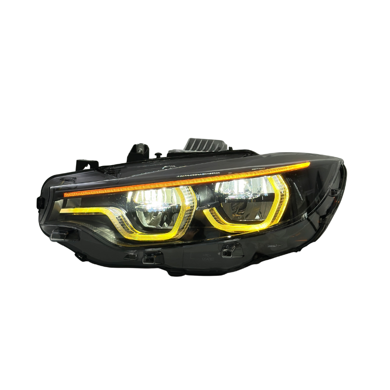 Vekto V3 Shadow Line LED headlights for BMW 4 Series F32/F33/F36, M4 F82 & M3 F80, showcasing sleek headlight design with LED accents.