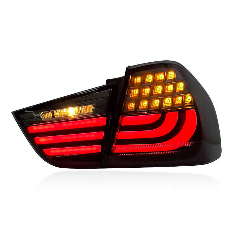 Vekto LED LCI tail lights for BMW 3 Series E90 2009-2012, showing sleek taillight design with red and clear lenses.