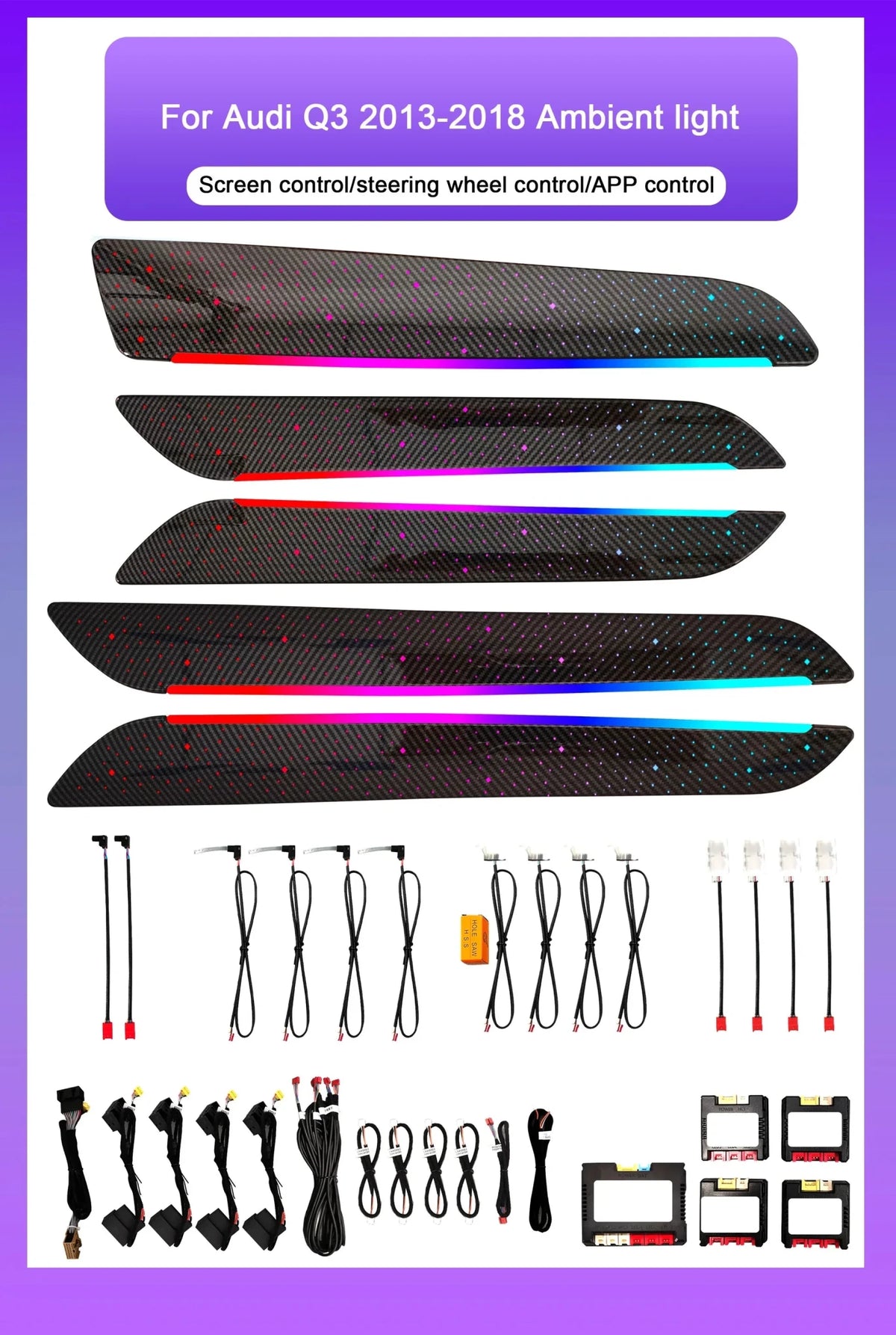Audi Q3 Interior 64-Color Starry Sky Style LED Ambient Light Kit 2013 - 2018 - AudiGear.com - Interior Lighting