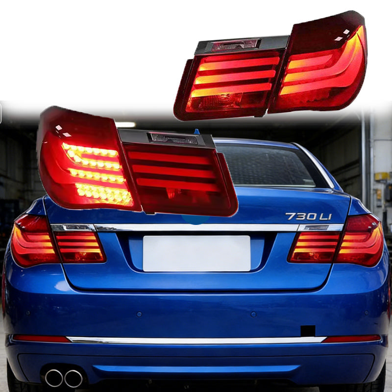 Vekto LED taillights for BMW 7 Series F01 F02 2009-2015, showing sleek red and clear tail light design with integrated LED elements.