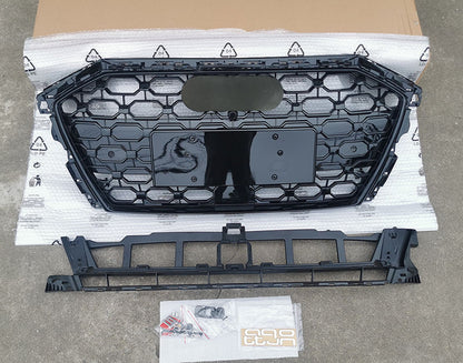 RS3 Style Honeycomb Grille fits A3 S3 2020-2024 Gloss Black and Chrome