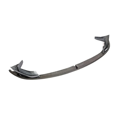 K2 Industries carbon fiber front lip splitter for BMW F80 M3 and F82 M4 2014-2019, three-piece dry carbon fiber design.