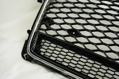 RS4 Style Mesh Grille for Audi A4 S4 B8 2008-2012 Gloss Black Quattro