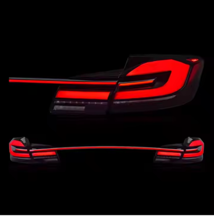 Vekto LED taillights for BMW 5 Series F10/F18 and M5 2011-2017, showing sleek, modern tail light design on a BMW vehicle.