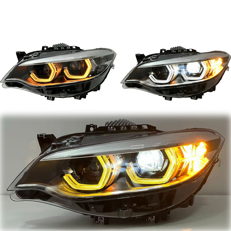Vekto triple color LED headlights assembly for BMW 2 Series F22 F23 F87, showing the headlight design and LED features.