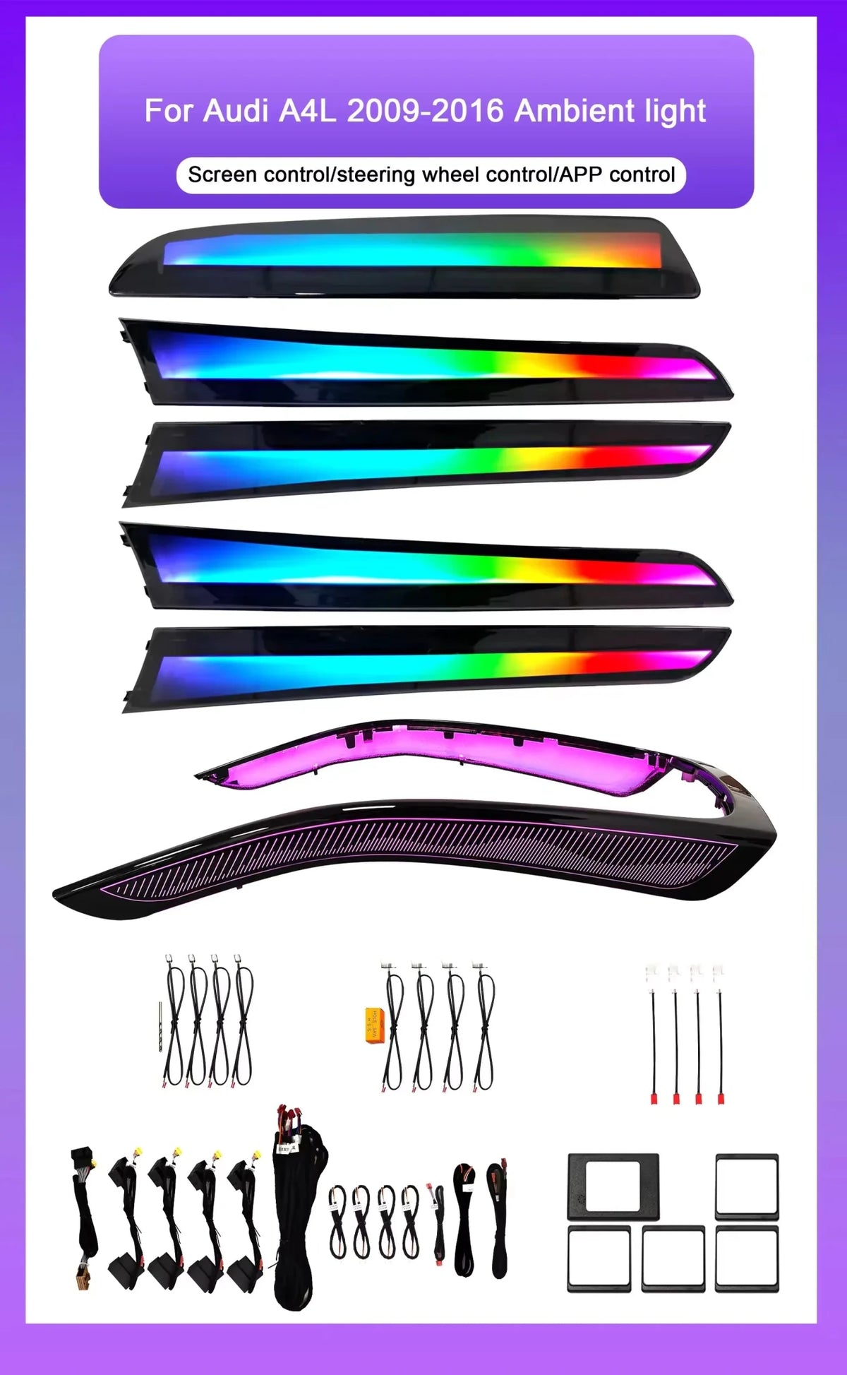 Audi A4 / A4L B8 / A5 / Q5 Interior 64-Color Star Sky Dynamic LED Ambient Light Kit 2009 - 2017 - AudiGear.com - Interior Lighting