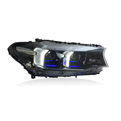 Vekto Laser LED headlights for BMW 5 Series G30/G38 and M5 F90, showing sleek design and bright illumination.