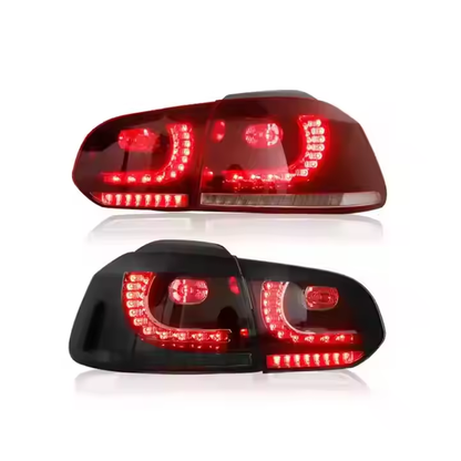 Vekto LED tail lights for Volkswagen Golf MK6 2008-2013, showing red and clear lens taillights with integrated turn signals.