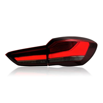 Vekto LED tail lights for BMW X1 F48/F49 2016-2019 showing sleek taillight design with illuminated red and clear sections.
