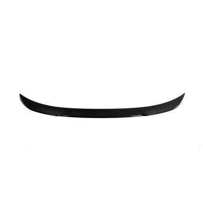 Dry carbon fiber rear trunk spoiler for BMW F30, F35 3 Series, and F80 M3 by K2 Industries, shown on a black BMW F30.